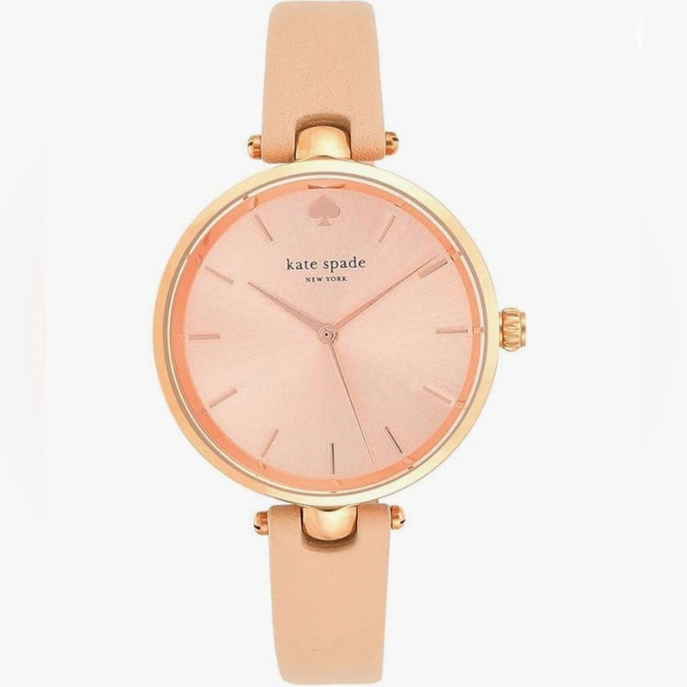 Kate Spade Holland Quartz Stainless Steel, Leather Watch Rose Gold, Nude